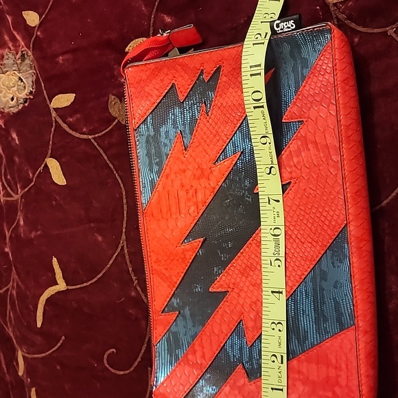 CIRCUS BY SAM EDELMAN Lightning Bolt Faux Reptile Clutch Wristlet NWOT! - Picture 6 of 9